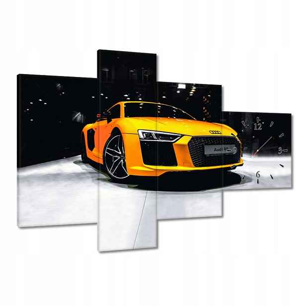 Hodiny 100x70 Žluté Audi R8