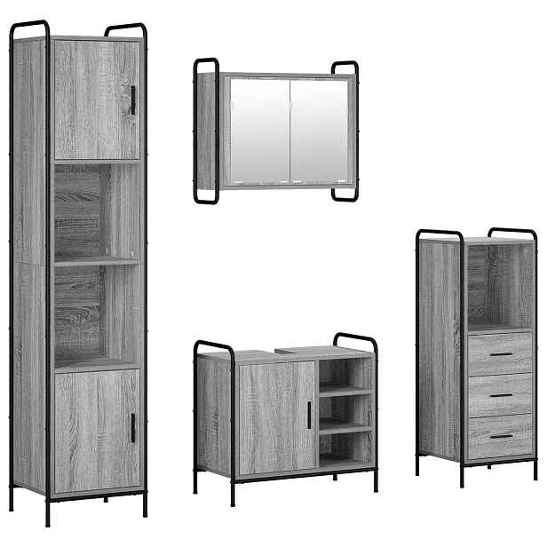 vidaXL Sada koupelnových skříněk 4 ks Šedý Sonoma 40 x 36 x 181 cm