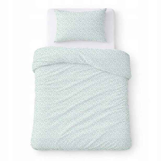Povlečení bavlněné 140x200 bílé s klasickými zelenými květy Cotton Home