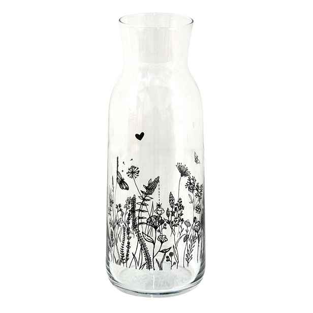 Skleněná karafa s květinami Flora And Fauna - Ø 9*25 cm / 1000 ml Clayre & Eef