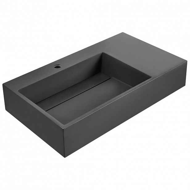Beliani ZÁVĚSNÉ UMYVADLO Černé 75/43 cm Litý minerální kompozit Cusco