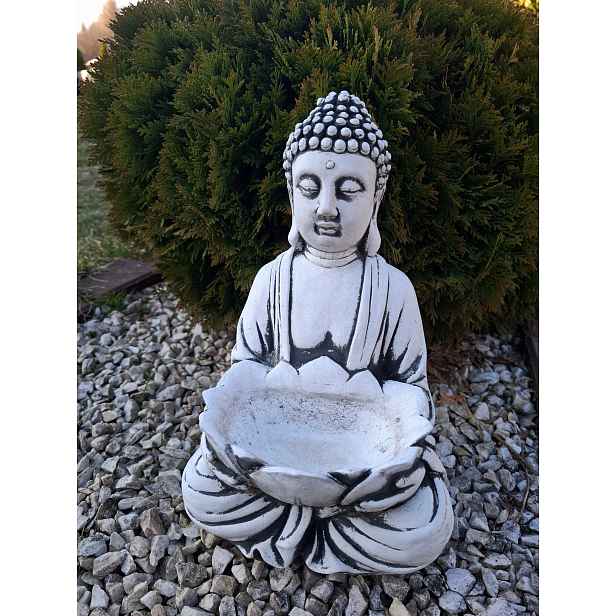 Figurka Buddha lotos, figurka buddhy mnicha, buddhistická dekorace z betonu, zahrada