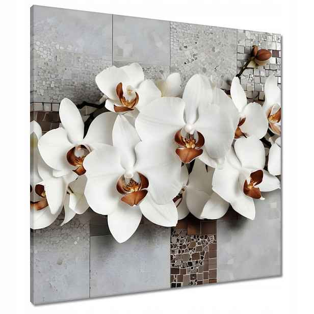 Obrazy 70x70 Bílé orchideje a mozaika