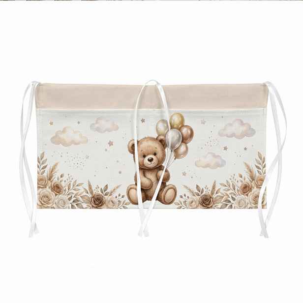 TEMU 1 ks Boho Botanický Romantický Nástěnný Úložný Kufřík Medvěd a Květinový Béžový Látkový Kapesník pro Různé Předměty Za Dveřma