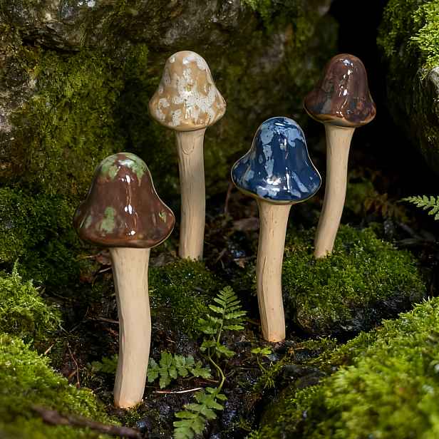 TEMU Rustikální keramické umělé houbové vložky, mechová mikrokrajinná dekorace, zahradní a dvorní dekorace pro květináče, kreativní zahradní dekorace