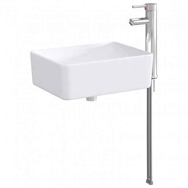 vidaXL Umývadlo s baterií a odpadem Chrom 40,5 x 30,5 x 13 cm Keramika
