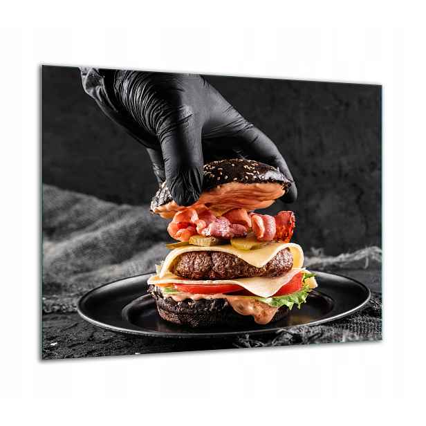 7v1 Skleněná Ochranná Deska Na Sporák 60x52 Hamburger