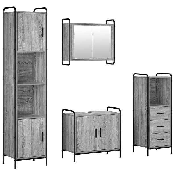vidaXL Sada koupelnových skříněk 4 ks Šedý Sonoma 40 x 36 x 181 cm