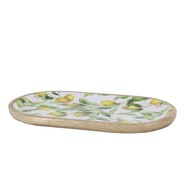 Dřevěný mangový tác s citróny Tours Limone Blossom - 37*20*2 cm Chic Antique