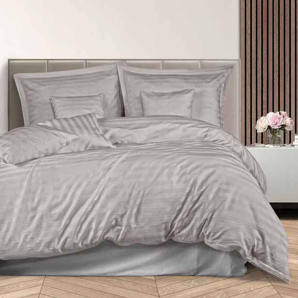 Povlečení z bambusovo-bavlněného saténu Stripe GREY/180x200 +2x70x80 +4x40x40