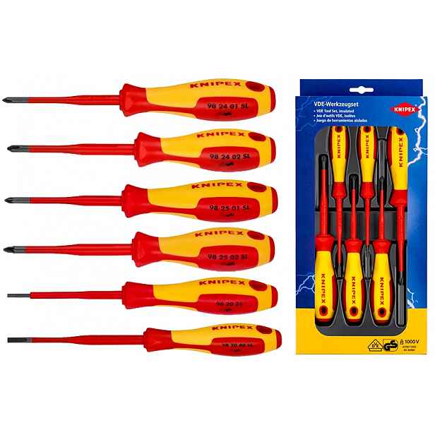Sada 6 elektrických šroubováků Knipex Ph Pz Sl Vde 1000V profi kpl Najder
