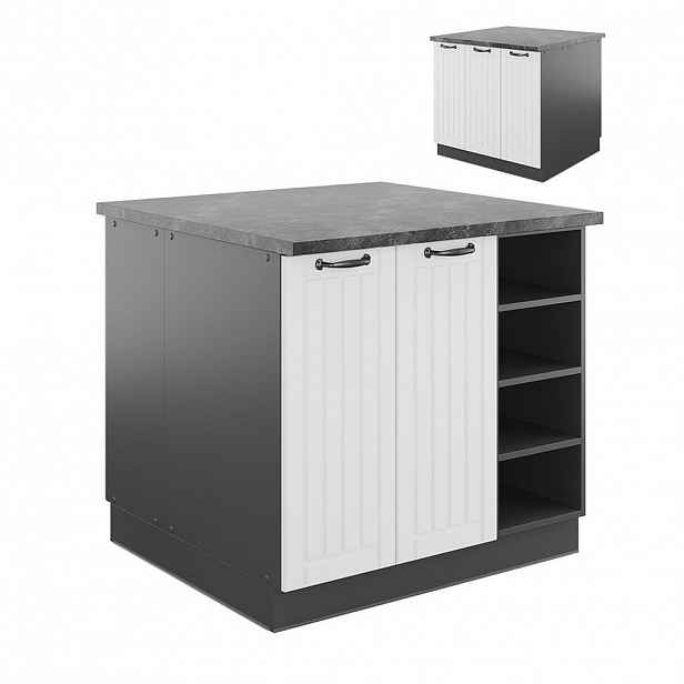 Vicco KUCHYŇSKÝ OSTROV Fame-Line Bílý venkovský dům/antracit 90 cm bez pracovní desky
