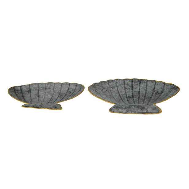 2ks plechové dekorační tácy ve tvaru mušle - 30*24*6 / 26*20*5 cm Clayre & Eef