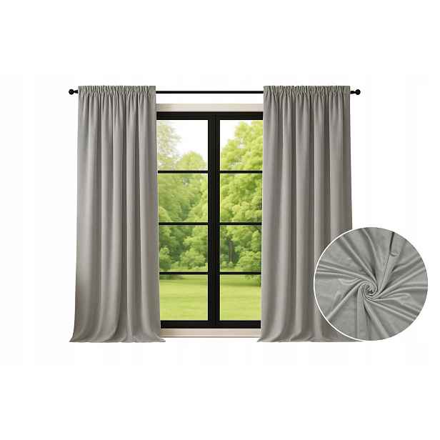 2x Závěs Světle Šedá 140x180 cm elegantní měkký obývací pokoj Siwa