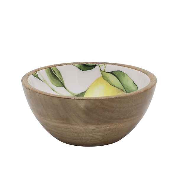 Dřevěná mangová miska s citróny Tours Limone Blossom - Ø 15*7 cm / 500ml Chic Antique