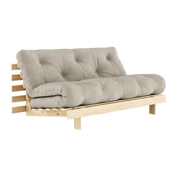 Šedobéžová lněná rozkládací pohovka 160 cm Roots – Karup Design