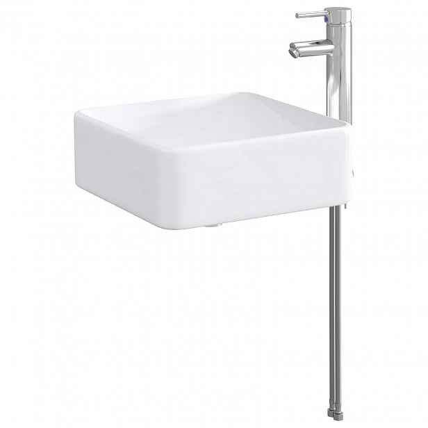 vidaXL Umývadlo s baterií a odpadem Chrom 36,5 x 36,5 x 13 cm Keramika