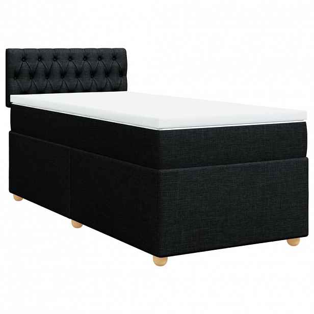 vidaXL Box spring postel s matrací černá Single textil