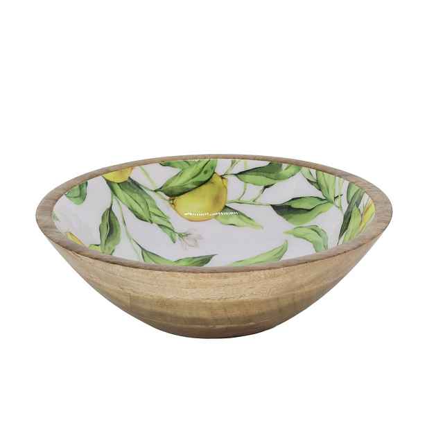 Dřevěná mangová miska s citróny Tours Limone Blossom - Ø 25*8 cm / 1300 ml Chic Antique