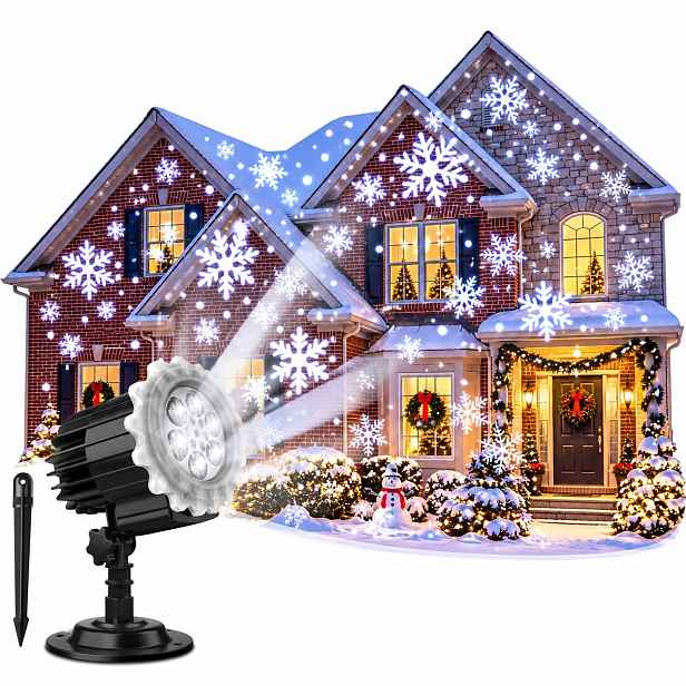 Led Vánoční Projektor Sněhové Vločky Na Zeď Strop Dům Zahrada 9W