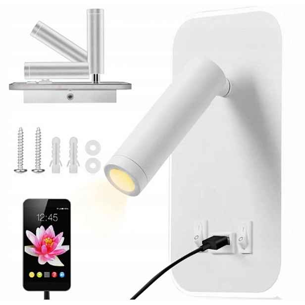 Nástěnná Led Lampa Na Čtení Usb – Noční Lampa Nastavitelná Led