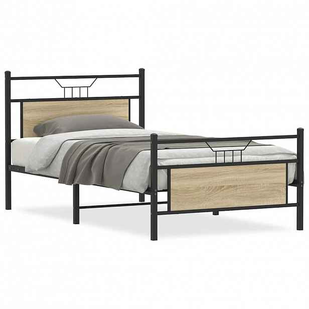 vidaXL Rám postele bez matrace dub sonoma 100x190 cm kompozitní dřevo