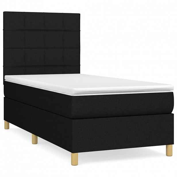 vidaXL Box spring postel s matrací černá 80 x 200 cm textil
