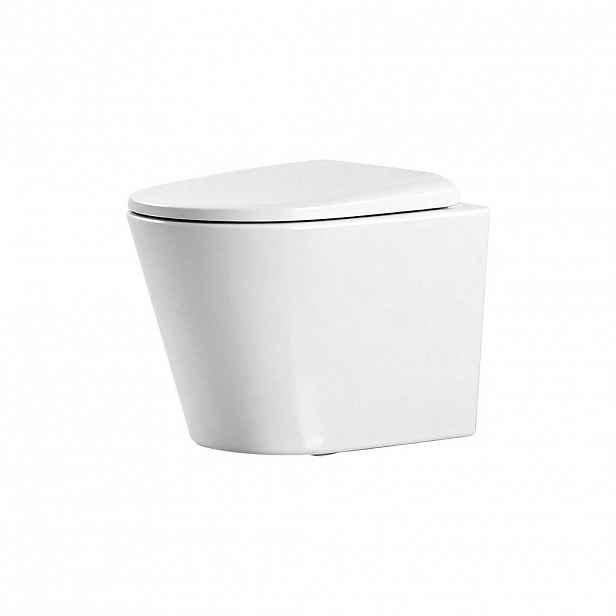 EMKE TOALETA na stěnu bez splachovacího okraje CT01 49/36,5 cm Bílý lesklý