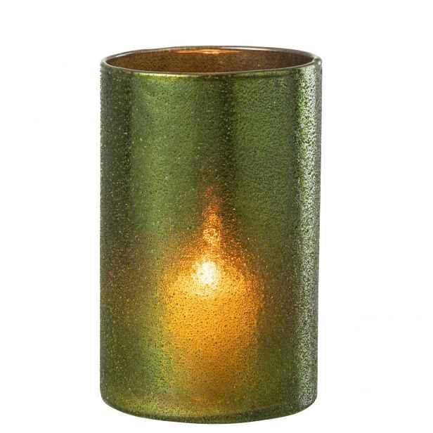 Velký zelený skleněný svícen Hurricane Green – 12*12*20 cm J-Line by Jolipa