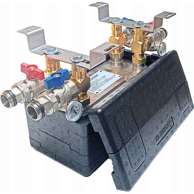 Výměník s izolací, podpěrou, ventily, 40 desek 1' 35-85 kW Nordic Tec