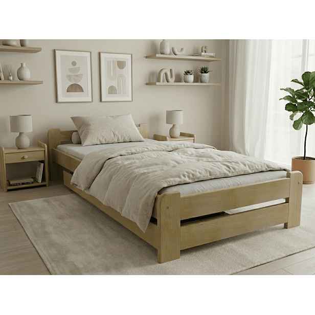 Postel Emily 90 x 200 cm, borovice Rošt: S laťkovým roštem, Matrace: Matrace Deluxe 10 cm