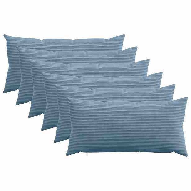 vidaXL Povlak na polštář 6 pcs HEERLEN Modrá 40 x 80 cm manšestr