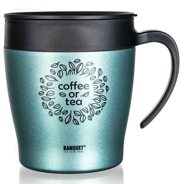 Banquet Termohrnek cestovní TAZZA 330 ml, zelenošedá