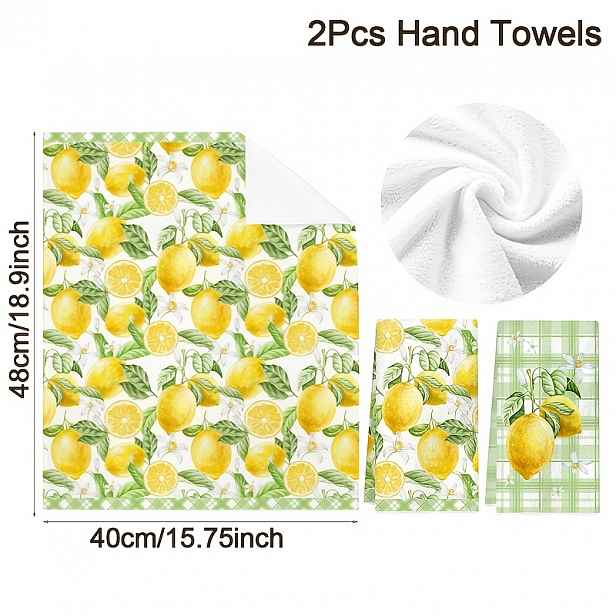 TEMU 2ks Citronové Kuchyňské Utěrky, 40x48cm Sezónní Jarní Letní Téma Uteráky na Nádobí, Měkká Polyesterová Čisticí Utěrka, Venkovské Kuchyňské
