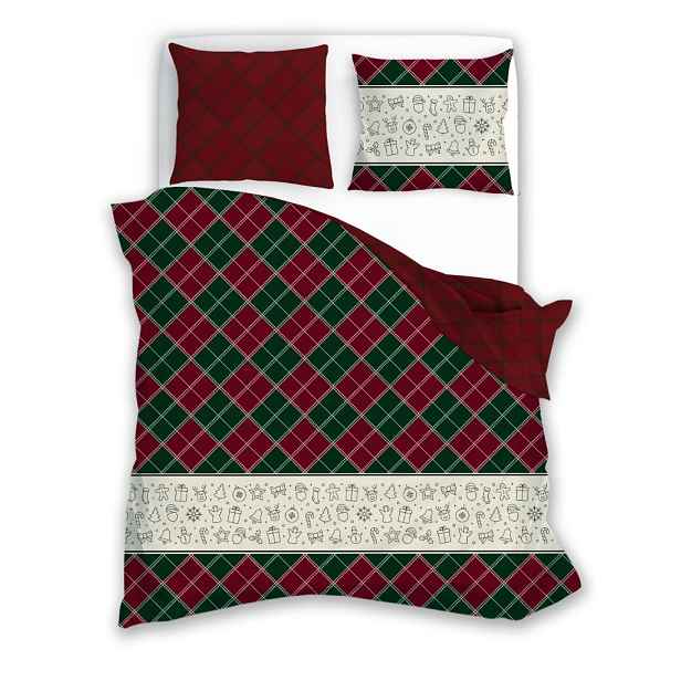 Vánoční Povlečení Oboustranné 100% Bavlna 220X200 Magic Winter Mřížka