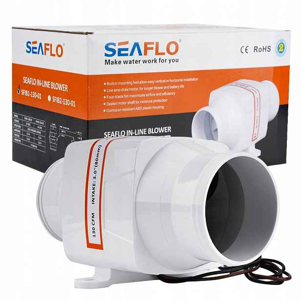 Výkonný Potrubní ventilátor 220 m3h tichý 80mm 12V pro kemping