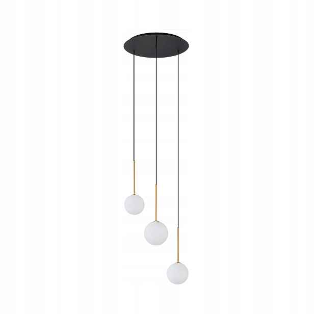 Závěsná lampa černá zlatá skleněná bílé koule kulatá 40 cm Nowodvorski