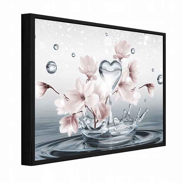 Obraz V Černém Rámu Na Plátně Květiny Abstrakce Obývací Pokoj Ložnice 60x40