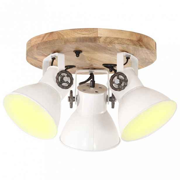 Stropní lampa dřevo / kov Dekorhome Bílá