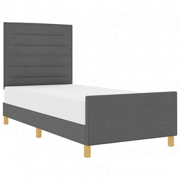vidaXL Rám postele s čelo Tmavě šedá 90 x 190 cm textil