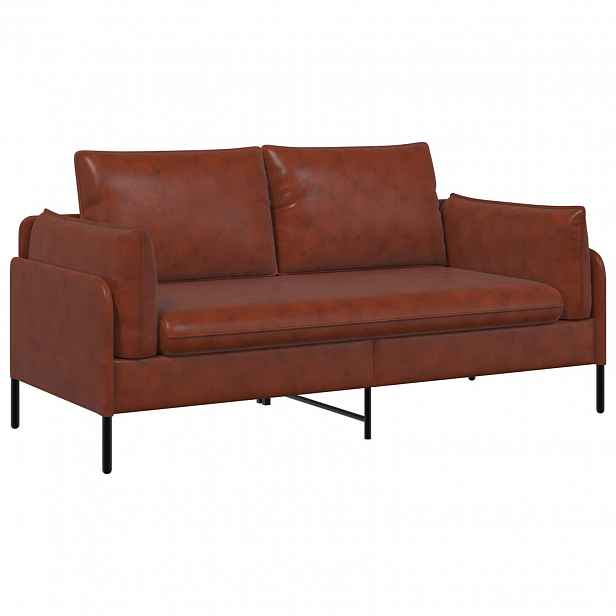 vidaXL Sofa pro dvě osoby Lesklá hnědá 188 x 81 x 89 cm Umělá kůže