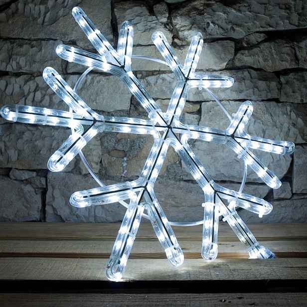 Easy Fix 2D LED světelná vločka V, Ø 60 cm, ledově bílá, sada na veřejné osvětlení, hliník