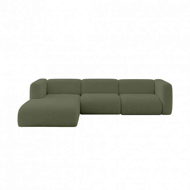 ALTDECOR ROHOVÁ SEDAČKA S LEVOU OTOMANOU MIRA-L2 318x179x89 Zelená Bouclé