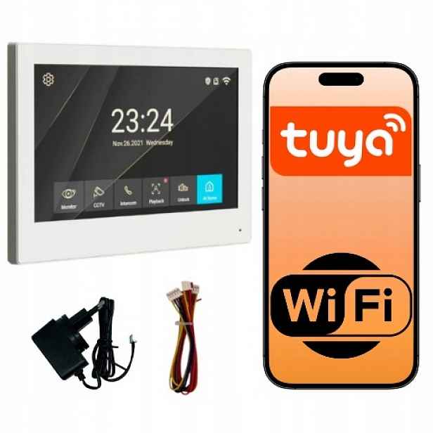 Přídavný monitor 7″ WiFi pro videotelefon Tuya Smart Life 2-vodičový