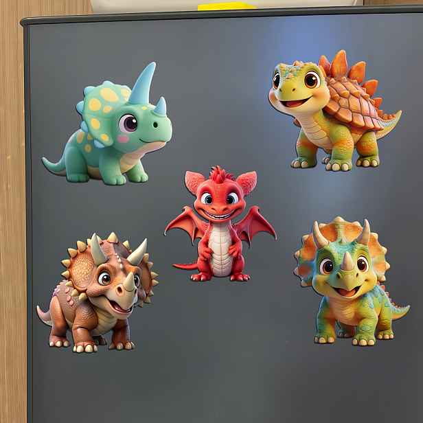 TEMU 5 ks roztomilých magnetů na lednici s dinosaury, perfektní dárek pro dobré kamarády, vhodné pro zdobení lednic, poštovních schrádek, dveřních