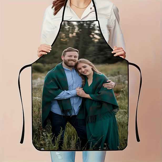 TEMU Personalizovaná zástěra s vlastní fotografií, 1 ks, zástěra, 2D, vhodná pro vaření a zahradničení, stylový kuchyňský doplněk, módní kuchyňské