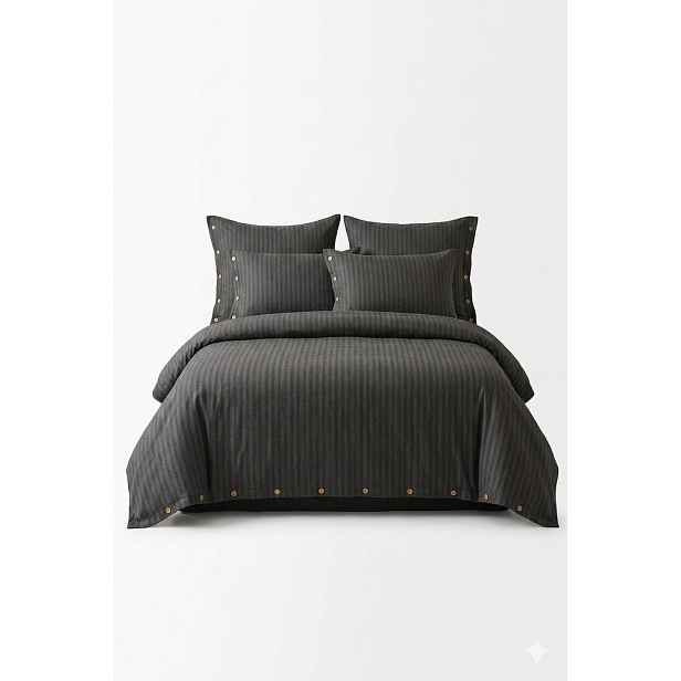 Tmavě šedé povlečení na jednolůžko z bavlny Renforcé 140x200 cm Como Striped – Mila Home Luxury