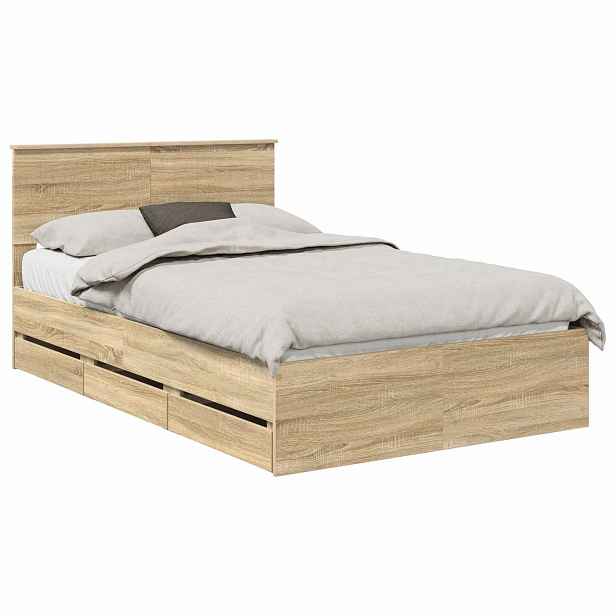 vidaXL Rám postele s čelo Sonoma dub 120 x 190 cm Inženýrské dřevo