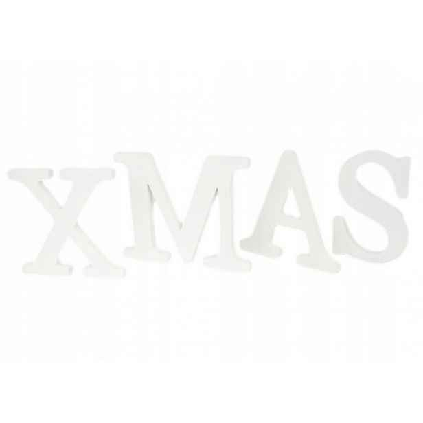 Nápis Xmas bílý, dekorace domu, svátky