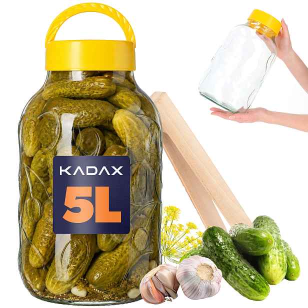 TEMU Skleněná nádoba KADAX 5L s víkem a nakládacími svorkami na okurky